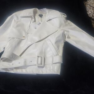 INC International Concepts White Leather Jacket